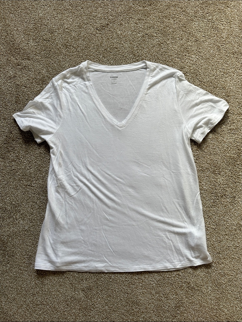 Express White V-Neck Tee